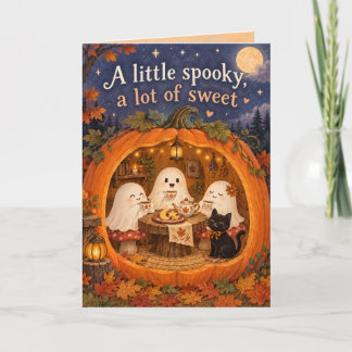Cute Ghost Pumpkin Tea Party Halloween Card