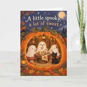 Cute Ghost Pumpkin Tea Party Halloween Card