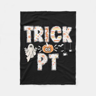 Cute Ghost Pumpkin Trick Or Pt Physical Therapy Ha Fleece Blanket