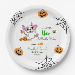 Cute ghost pumpkins Halloween Baby Shower Paper Plate