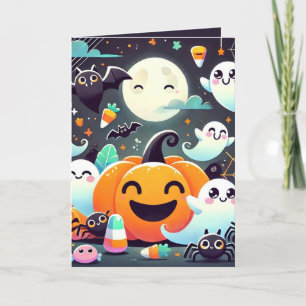 Cute Ghost Pumpkins Halloween Custom Holiday Card