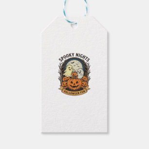 Cute Ghost Pumpkins Vintage Engraving Halloween Ar Gift Tags
