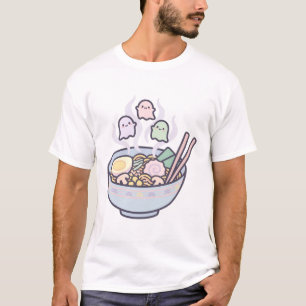 Cute Ghost Ramen Bowl Halloween Art T-Shirt
