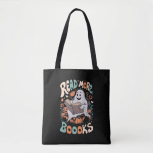 Cute Ghost Read More Books Teacher Halloween  Tote Bag
