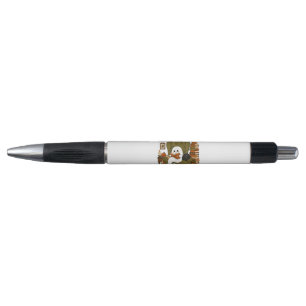 Cute Ghost Reading Book Black Cat Fall Pumpkin Pen