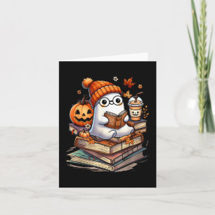 Cute Ghost Reading Book Lovers Autumn Fall Hallowe Card