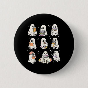 Cute Ghost Reading Book Lovers Halloween Funny Gho 2 Inch Round Button