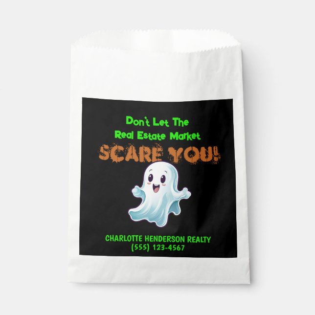 Cute Ghost Real Estate Pop By Halloween Party Favour Bag (Front)