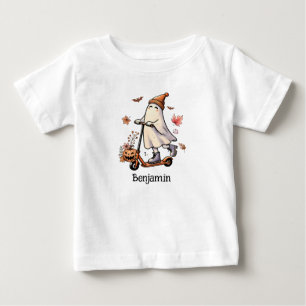 Cute Ghost Riding A Scooter - Personalized Baby T-Shirt