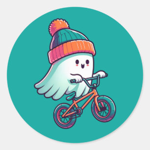Cute ghost riding bike Stickers