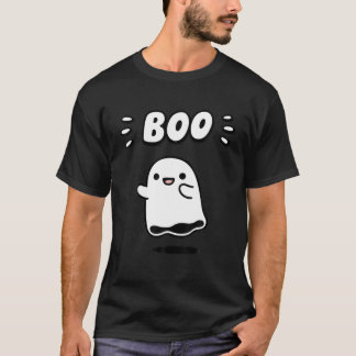 Cute Ghost Saying Boo Ghost Girl Kid Funny Hallowe T-Shirt