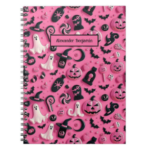 Cute Ghost Skull Pumpkin Halloween Notebook