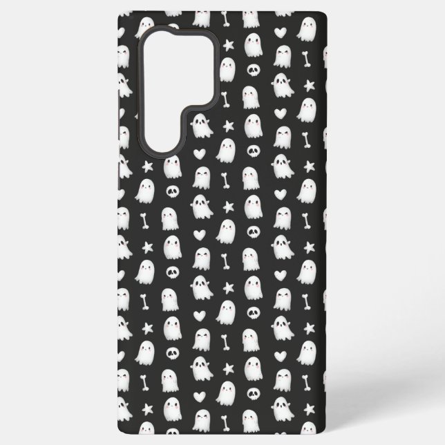 Cute Ghost Skulls Pattern Black Phone Case (Back)