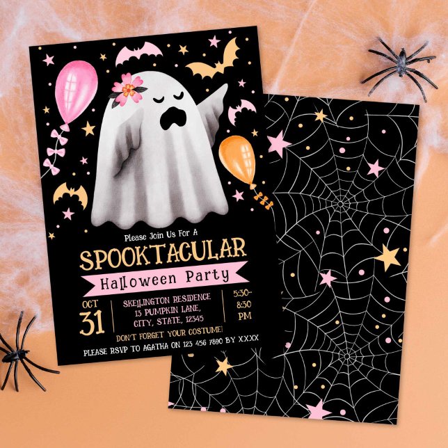 Cute Ghost Spooktacular Kids Halloween Party Invitation (Cute Ghost Spooktacular Kids Halloween Party Invitation)