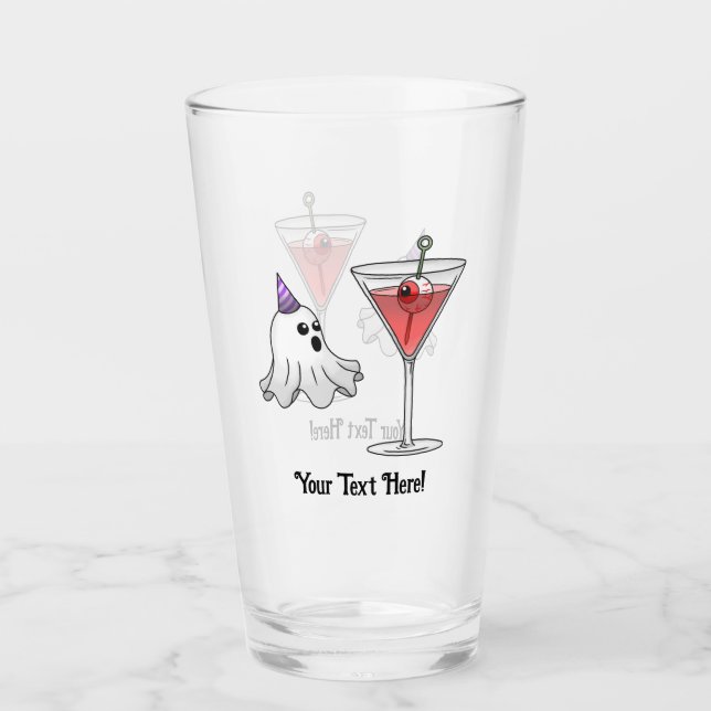 Cute Ghost & Spooky Cocktail Glass (Front)