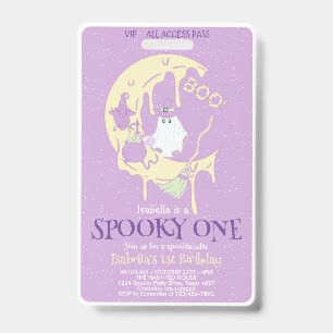 Cute Ghost Spooky One 1st Birthday Halloween VIP Badge