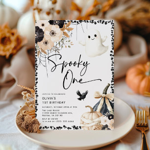 Cute Ghost Spooky One 1st Birthday Invitation