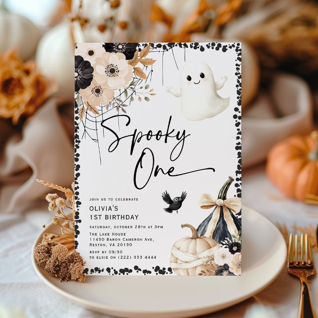 Cute Ghost Spooky One 1st Birthday Invitation (Creator Uploaded)
