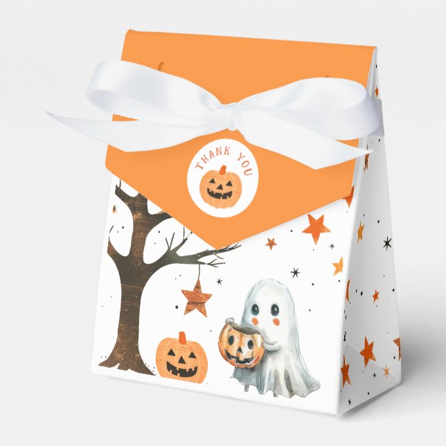 Cute Ghost Star Pattern Halloween Baby Shower  Favor Box (Front Side)