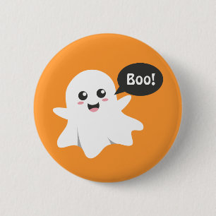 Cute Ghost that Goes Boo, Happy Halloween 2 Inch Round Button