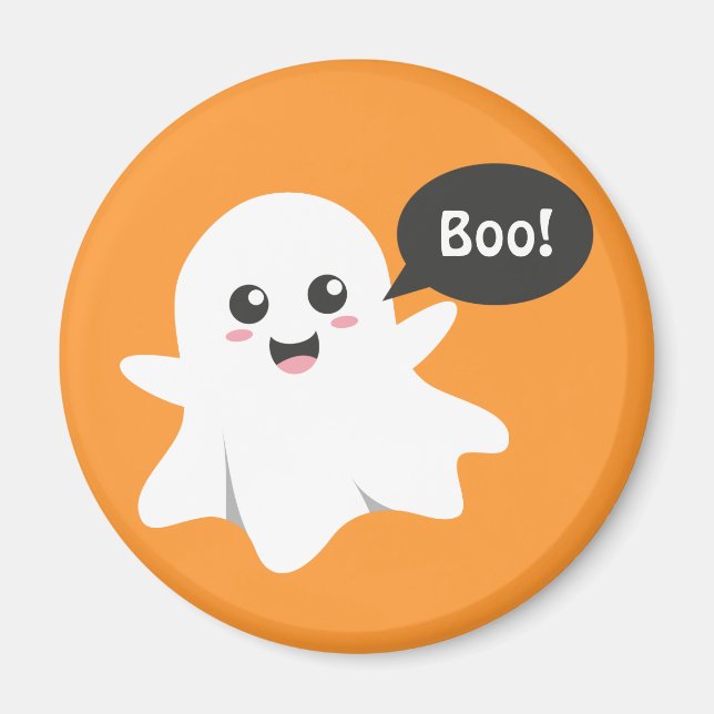 Cute Ghost that Goes Boo, Happy Halloween Magnet (Front)