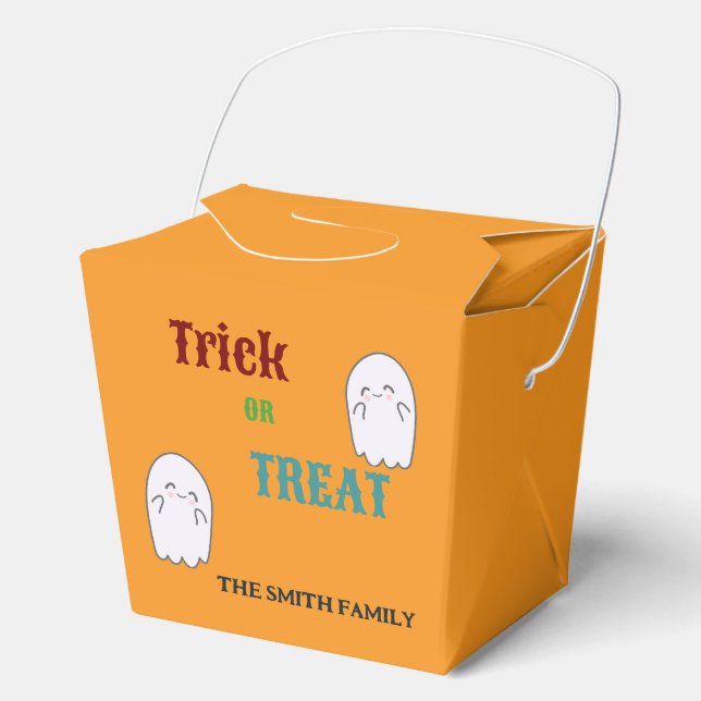 Cute Ghost Trick or Treat Halloween  Favor Box (Front)