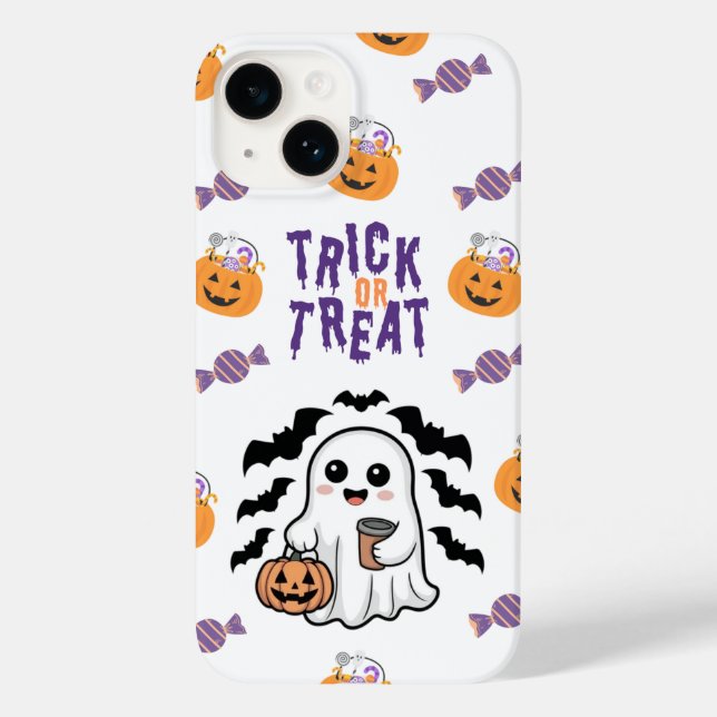 Cute Ghost Trick or Treat Halloween iPhone Case (Back)