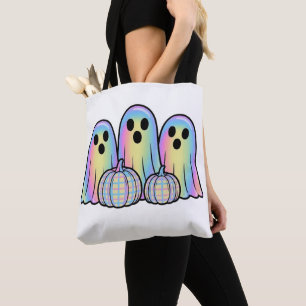 Cute Ghost Trio Halloween T-Shirt  Adorable Kawaii Tote Bag