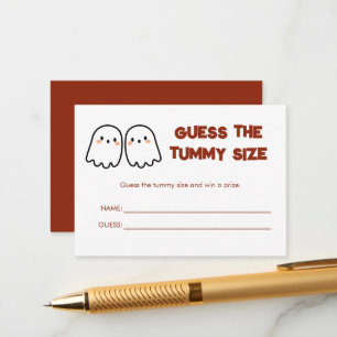 Cute Ghost Twins Baby Shower Guess Tummy Size Game Enclosure Card