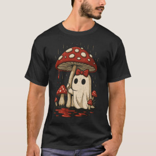 Cute Ghost Under Mushroom in Bloody Rain T-Shirt