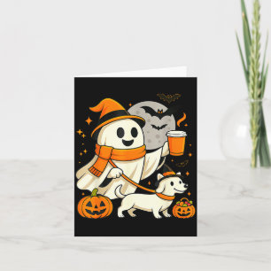 Cute Ghost Walking Dachshund Spooky Season Card