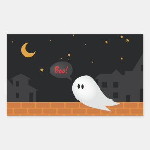 Cute ghost wandering in streets at night. sticker