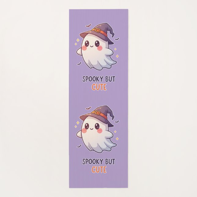 Cute Ghost Witch Halloween Spooky Cute Yoga Mat (Back)