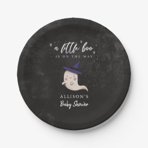Cute Ghost Witch Little Boo Baby Shower Paper Plate
