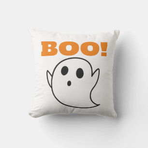 Cute Ghost with BOO! words Throw Pillow