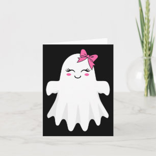 Cute Ghost With Bow Boo Halloween Costume For Girl Card