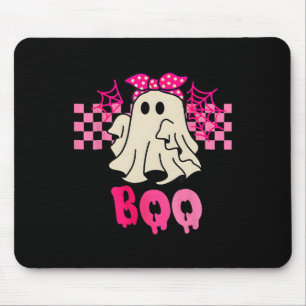 Cute Ghost With Bow Boo Halloween For Girls Kids T Mouse Pad