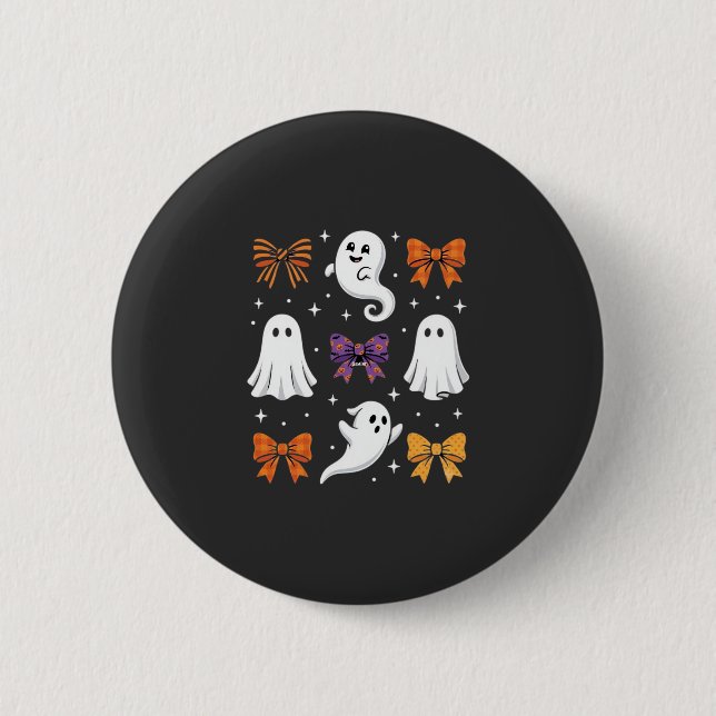 Cute Ghost with Bows Halloween Design_1 2 Inch Round Button (Front)