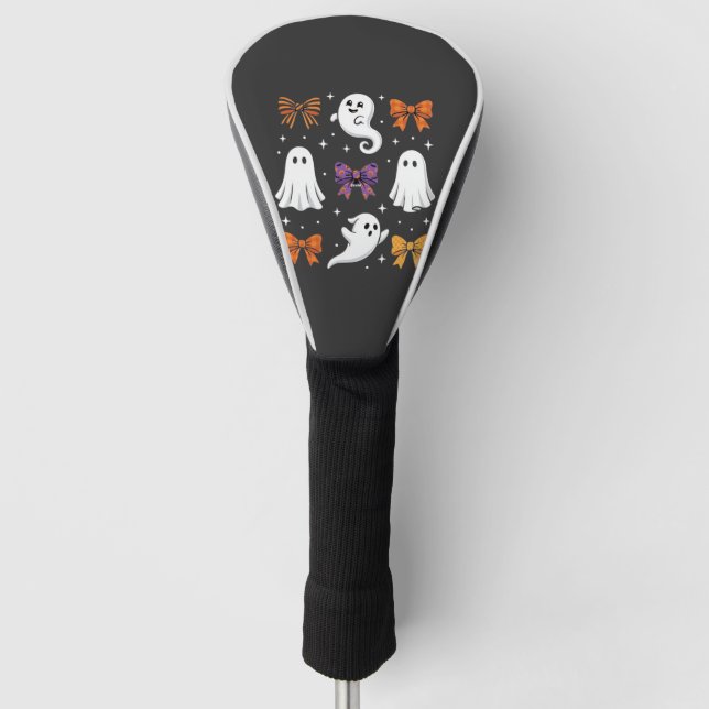 Cute Ghost with Bows Halloween Design_1 Golf Head Cover (Front)