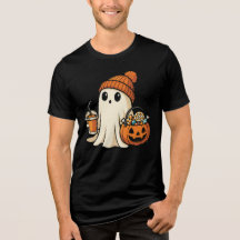Cute Ghost with Candy & Pumpkin Drink