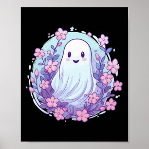 Cute Ghost With Flowers I Kids Ghost  Poster