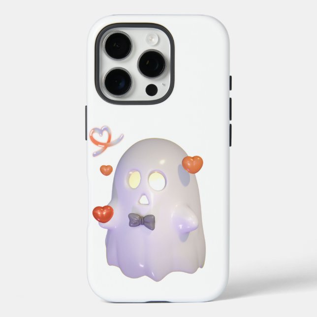 Cute Ghost with Hearts 3D Illustration Case-Mate iPhone Case (Back)