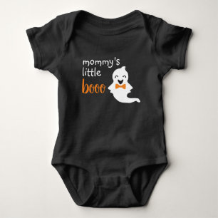 Cute Ghost With Orange Bow Tie Mommy's Little Boo Baby Bodysuit