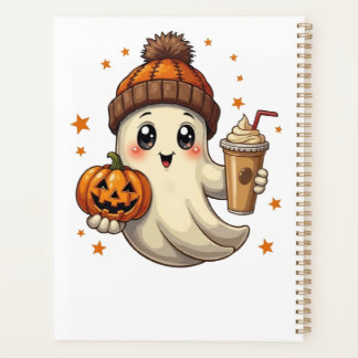 Cute Ghost with Pumpkin & Coffee Halloween Planner
