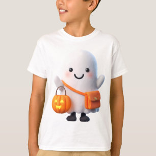 Cute Ghost with Pumpkin – Halloween Kids T-Shirt
