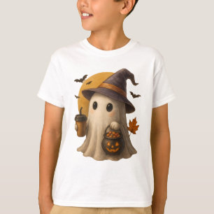 Cute Ghost with Pumpkin Halloween T-Shirt 👻