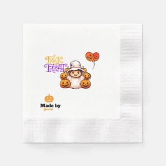 Cute Ghost with Pumpkins Trick or Treat Halloween  Napkin