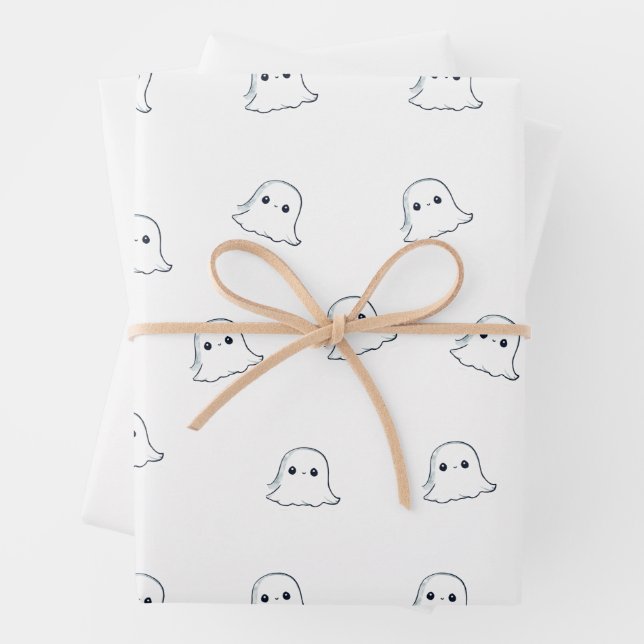 Cute Ghost Wrapping Paper Flat Sheet (In situ)