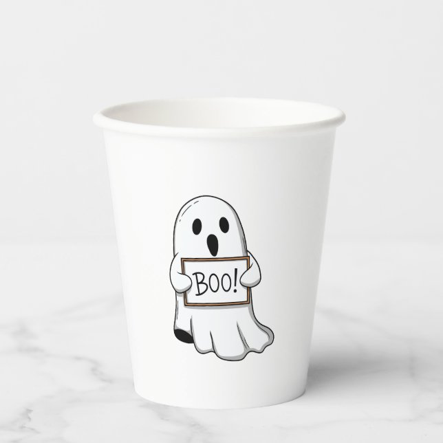 Cute Ghostly BOO Fun Paper Cups (Front)
