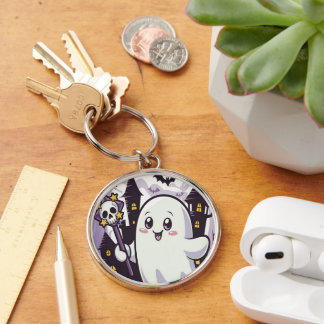 Cute Ghostly Poster with a Playful Twist Keychain